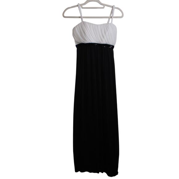 Y2K Sweet Storm Black Maxi Dress With White Draped Cups And Sequins Size L - Picture 1 of 5